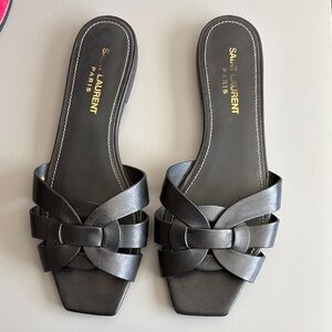Saint Laurent Black Leather Sandals